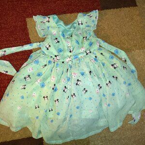 Disney Girls Size 4T Tsum Tusm Blue Dress Short Sleeve Minnie Mouse Flair Bottom